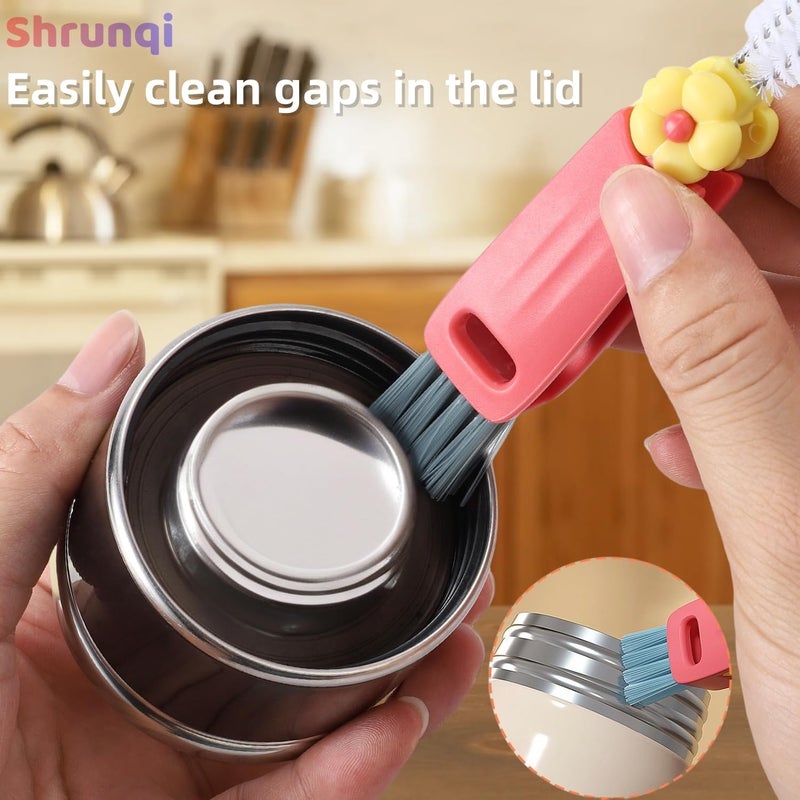 Shrunqi 3 in 1 Cup Lid Cleaning Brush, 3 in 1 Multifunctional Cleaning Brush Portable Cup Lid Cleaner for Bottle Gap Tight Spaces Cup, Portable Cup Lid Cleaner with Brush, 3 Pcs - Image 3